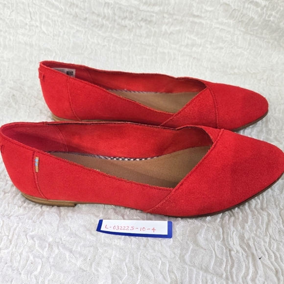 TOMS Shoes Womens W10 Jutti Neat Slip On Loafers Flats Red Suede Minimalist Shoe - Picture 12 of 12